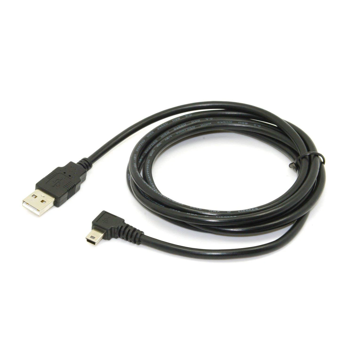 1.8m Mini USB B Tipo 5 pinos macho 90 graus em ângulo esquerdo para USB 2.0 macho cabo de dados cor preta