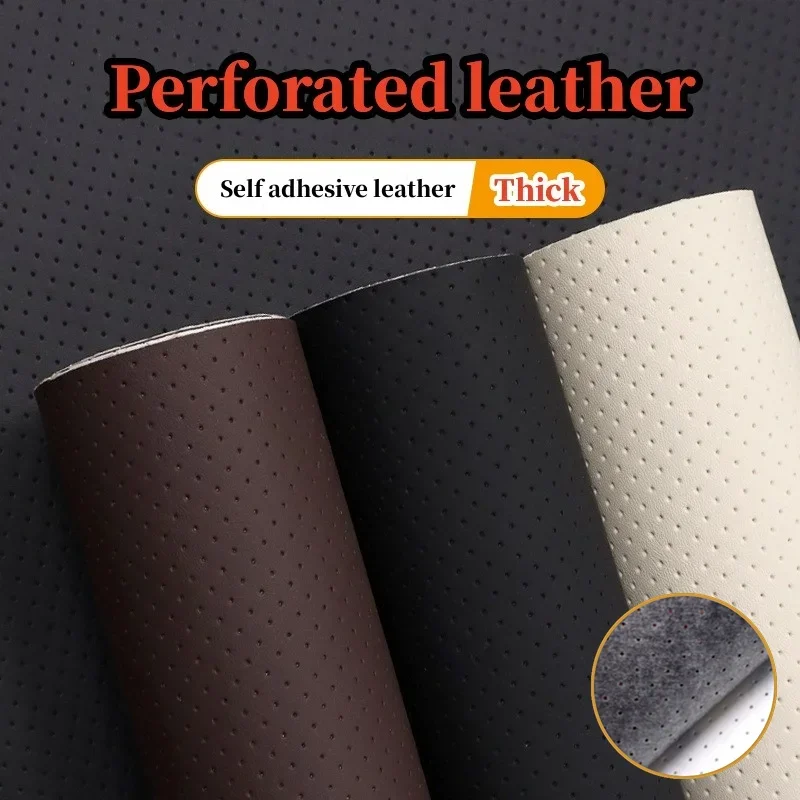 

PU Breathable Self Adhesive Leather Thick Perforated Soft Base Fabric Repair Patch Leather for Sofa Car Seat Furniture Patches