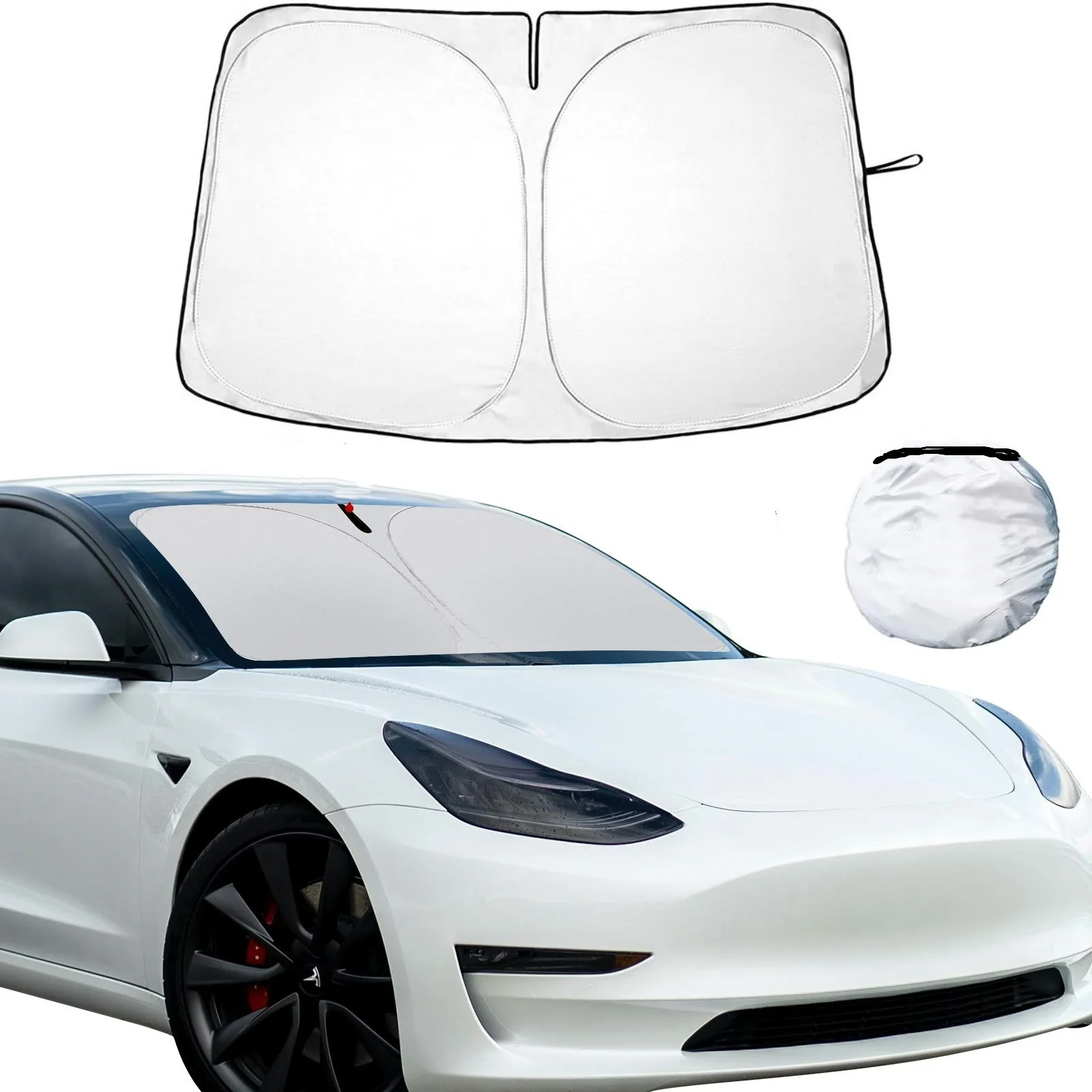 Per Tesla Modello 3/Y Parabrezza per auto Parasole Addensato Pieghevole Finestrino anteriore Parasole Protezione solare Isolamento termico Parasole