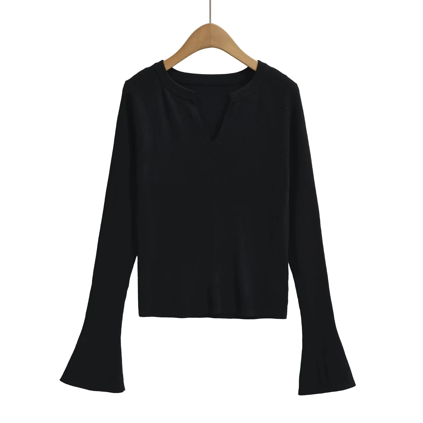 Slim Fit ort gebreide trui Dames Bell Sve V Ne Design Sexy Sle Inner Wear Bovenkleding Casual Daily Faion Top