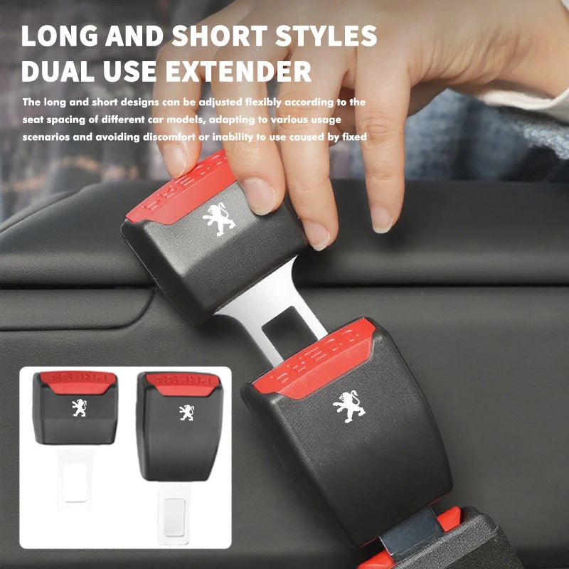 For Peugeot Car Seat Belt Extension Plug Metal Seat Belt Clip Adjustable Extender Expert Rifter 206 307 308 3008 207 208 407 508