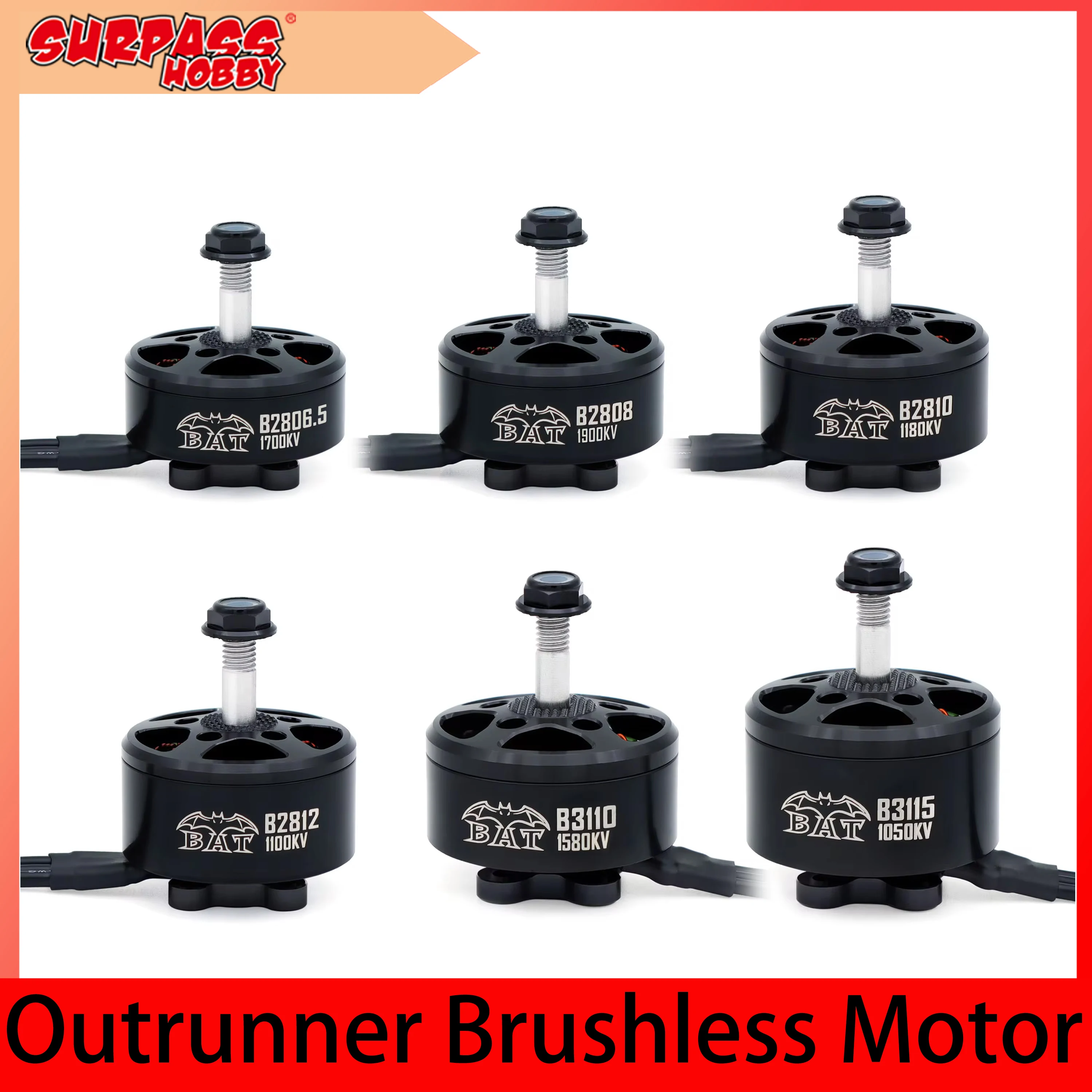 Surpass Hobby 4PCS BAT 2806.5 2808 2810 2812 3110 3115 800KV-1900KV Outrunner Brushless Motor for RC FPV Racing Drone APEX XL7