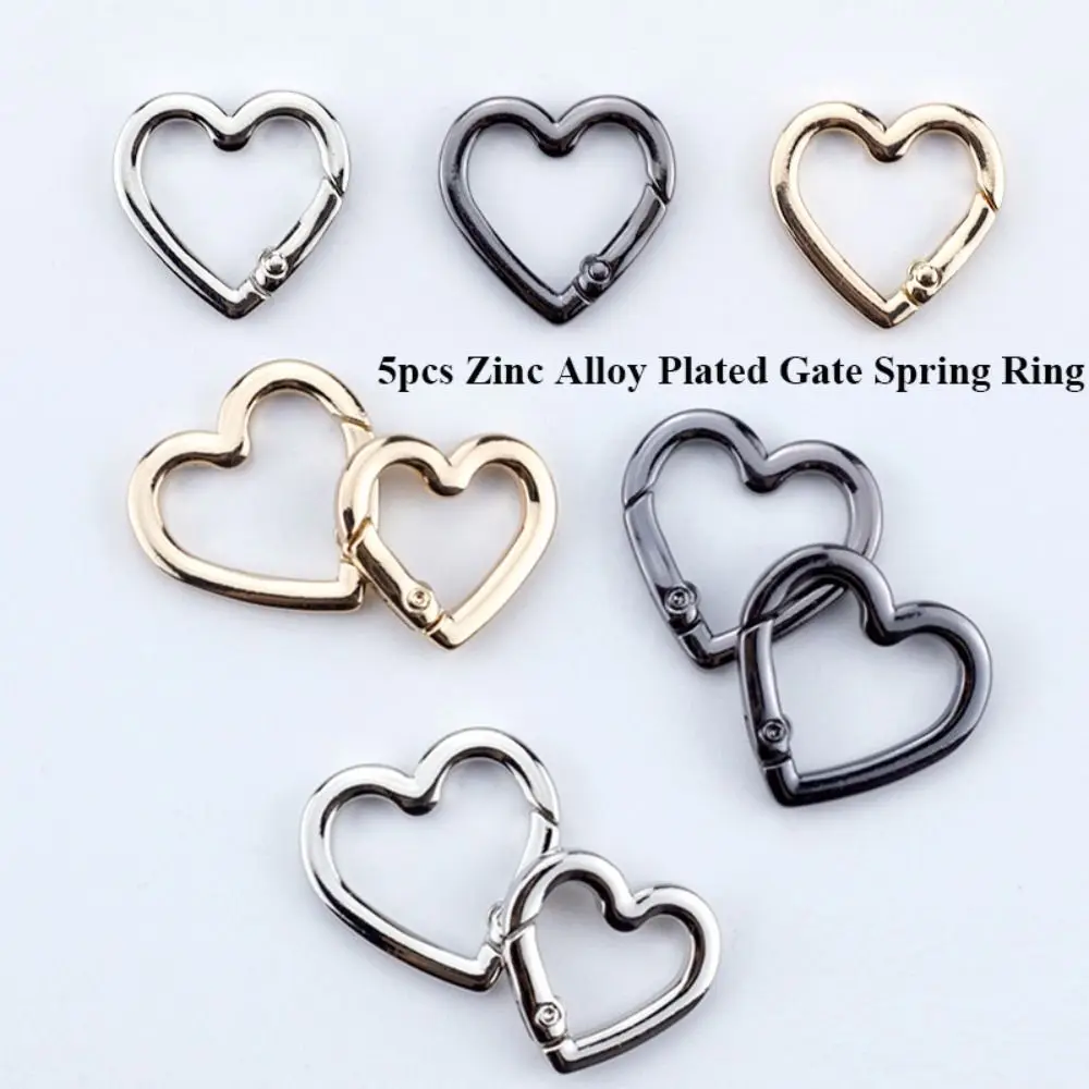 Zinc Alloy Plated Gate Spring Ring Buckles Clips Carabiner Purses Handbags Heart Push Trigger Snap Hooks Carabiner Bag keychain