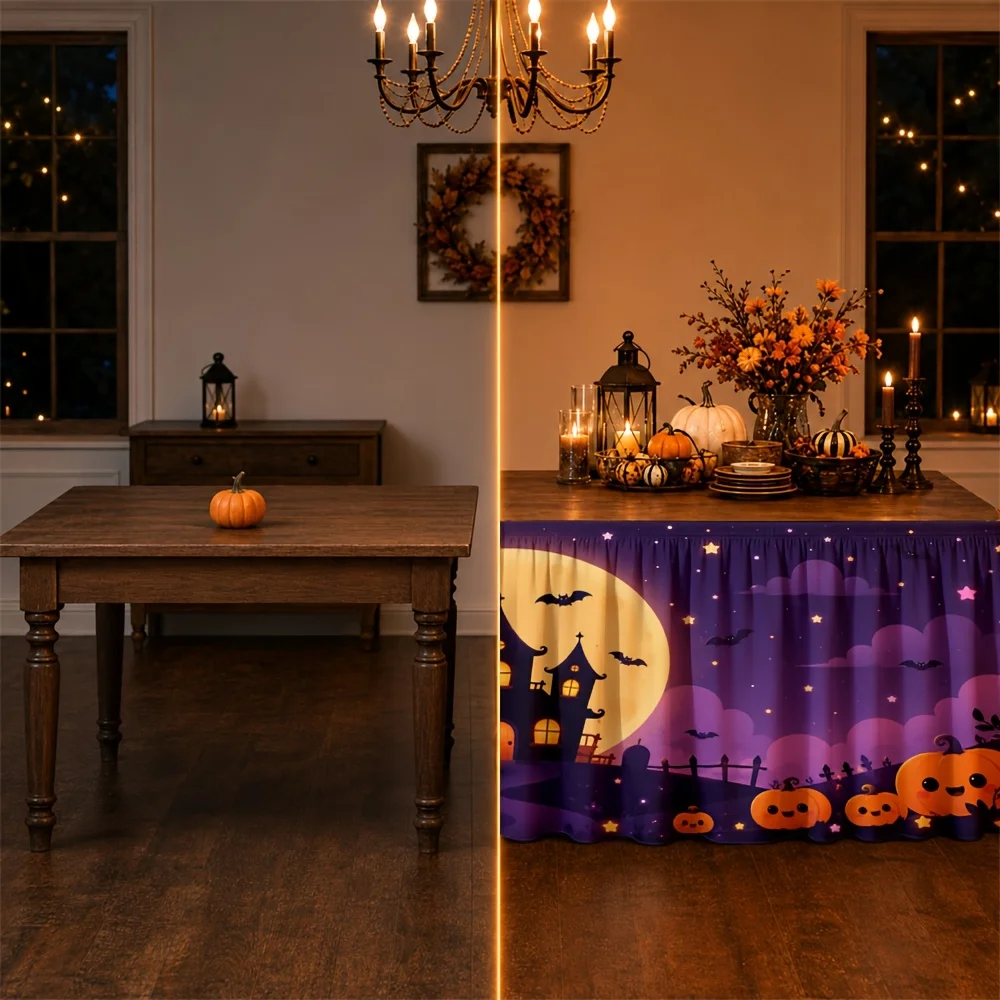 Party table skirt 1 piece Halloween haunted house festival eerie magical terrifying mysterious celebration party decorationxzj