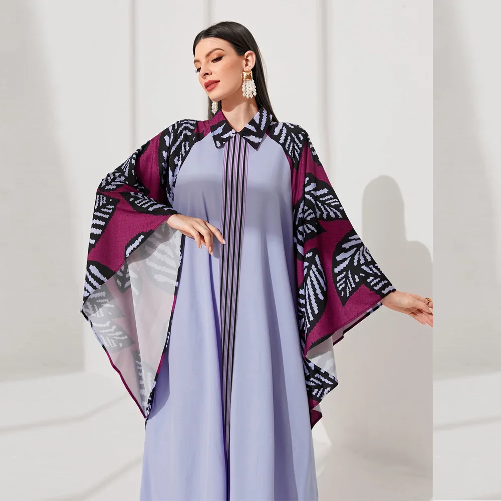 

Kaftans Dubai Abaya Turkey Islam Muslim Dress Abayas for Women Autumn New Elegant Bat Sleeve Shirt Collar Dresses Woman