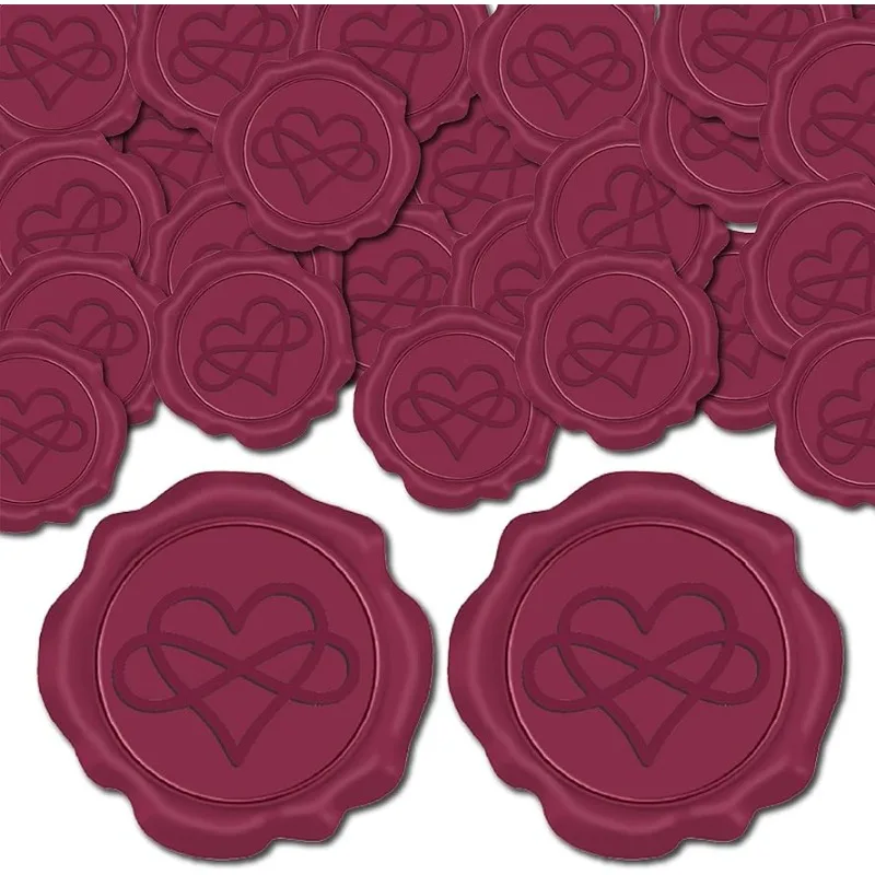 

25Pcs Red Wax Seal Stickers Love Heart Wedding Invitations Envelope Sealing Sticker Label Self Adhesive for Gift Wrapping Party