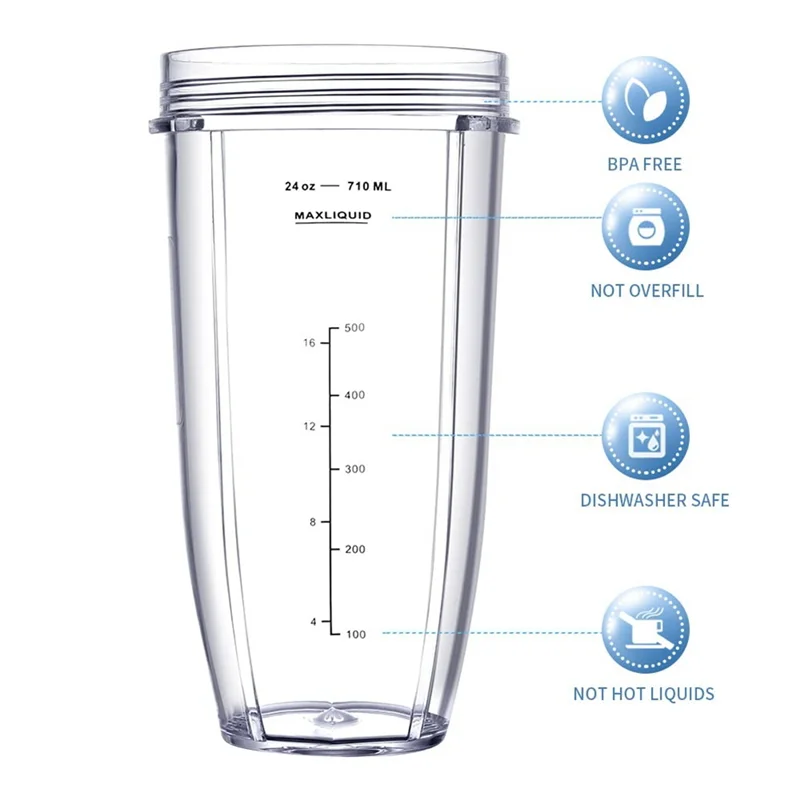 Blender Replacement Parts for ,32Oz&24Oz Cup and with Lids,7 Fins Extractor Blade,for BL480-30 BL483-30