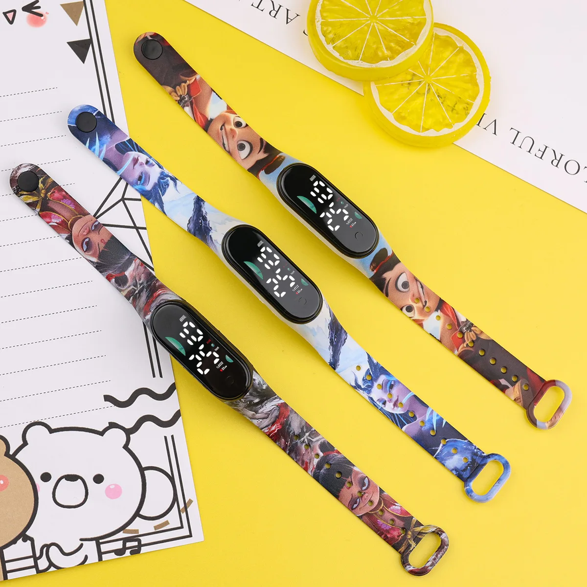50Pcs/Lot 2025 Hot Movie Anime Nezha Cartoon LED Watch Childrens Bracelet Watches Touch Waterproof Clock Sports Kid Gift