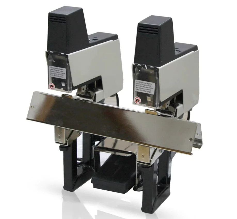 106E Saddle Stitcher Machine, Electric Flat & Saddle Stapler, Dual Head Middle Binding Stapler for Booklet Form