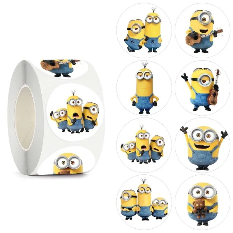 500PCS Minions Cartoon Reward Sticker Roll DIY Decor Notebook Pad Fridge Gift Stickers Seal Labels Envelope Sealing Scrapbooking