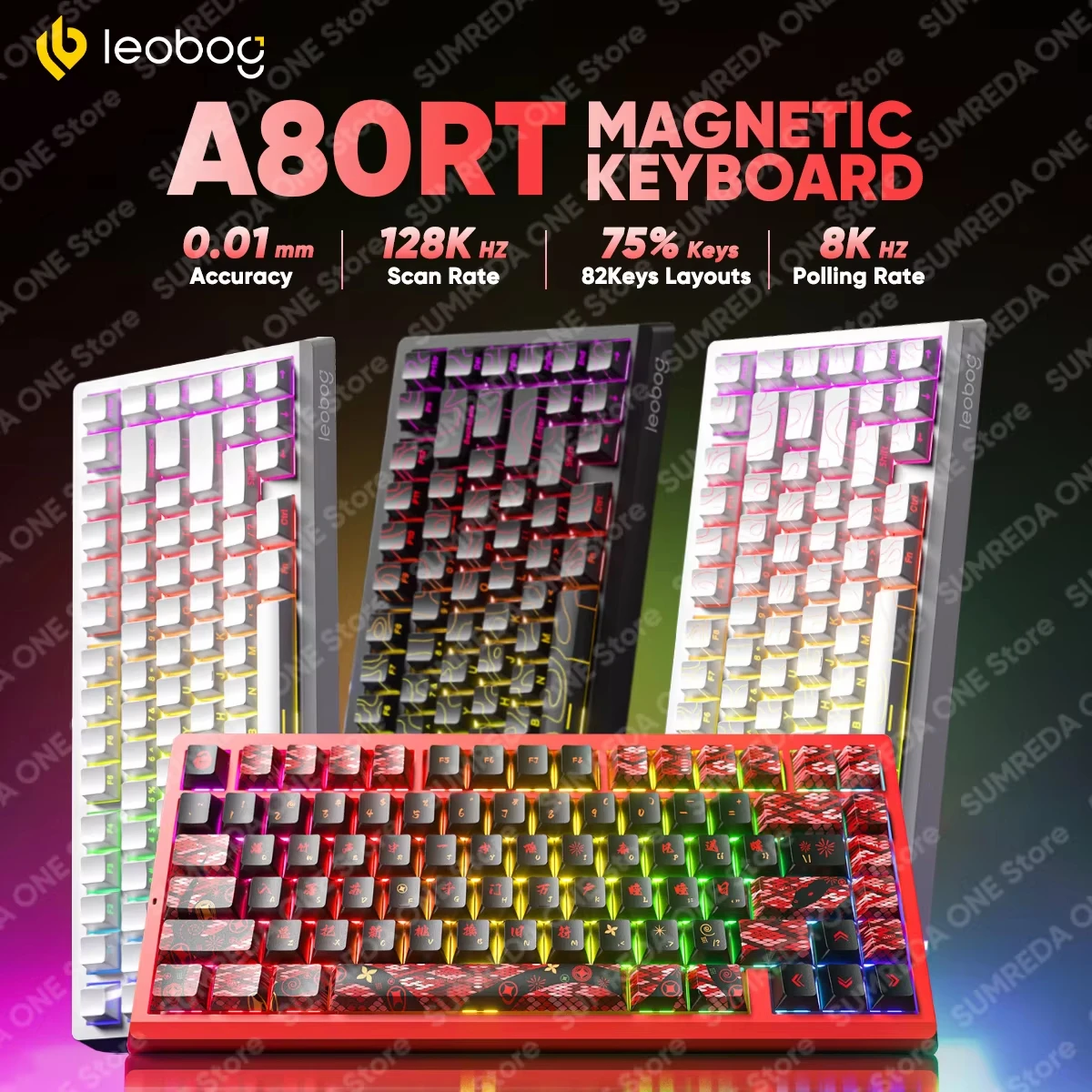 LEOBOG A80RT Contour Lines Mechanical Keyboard 8K Hz Wireless Magnetic Switch Low Latency HIFI Key RGB Hotswap Gamer Keyboard
