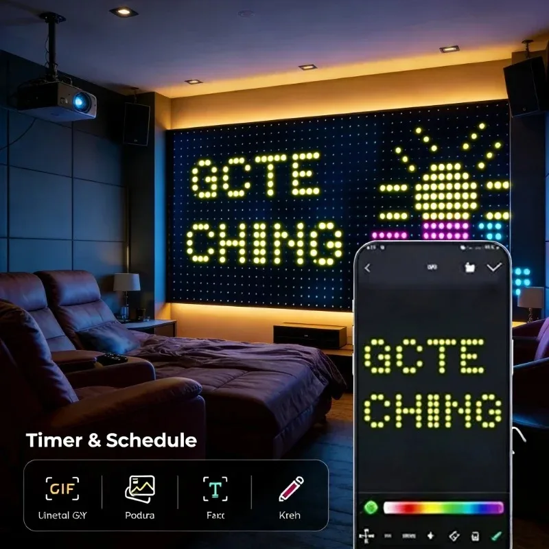 App Controlled LED Curtain String Lights US Plug, DIY Fairy Lights for Holiday Window Party Decor