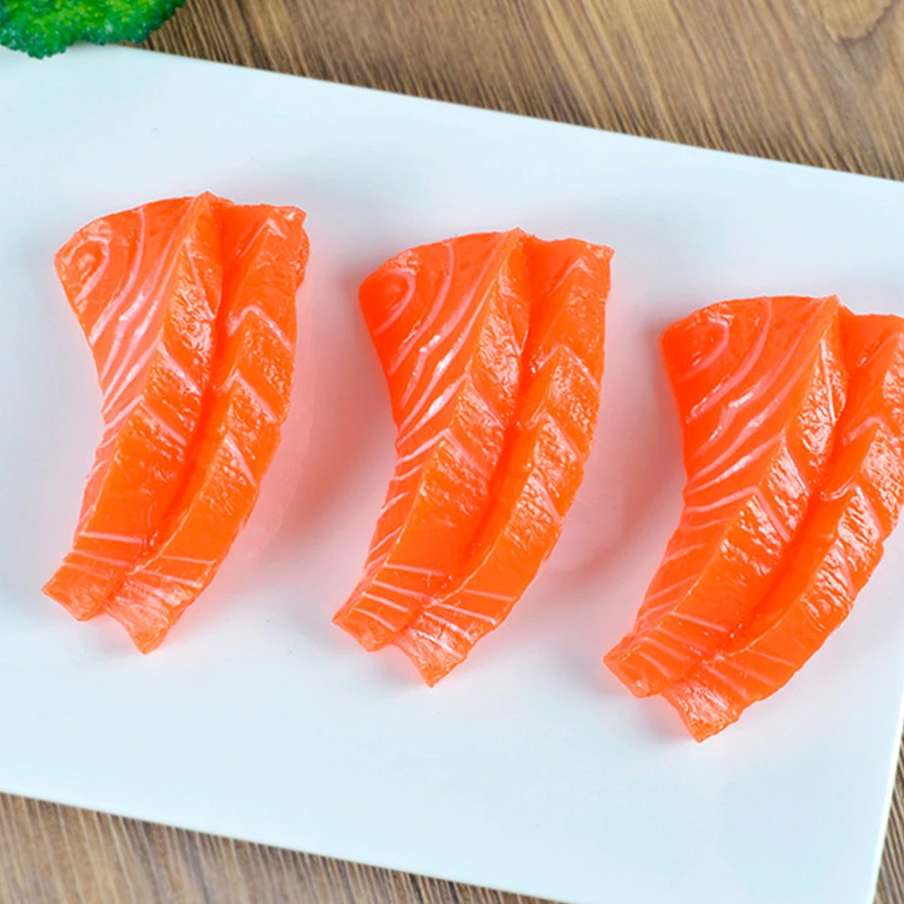 

4 Pcs Imitation Salmon Fillet Food Props for Display Artificial Meat Faux Pvc Realistic Fake