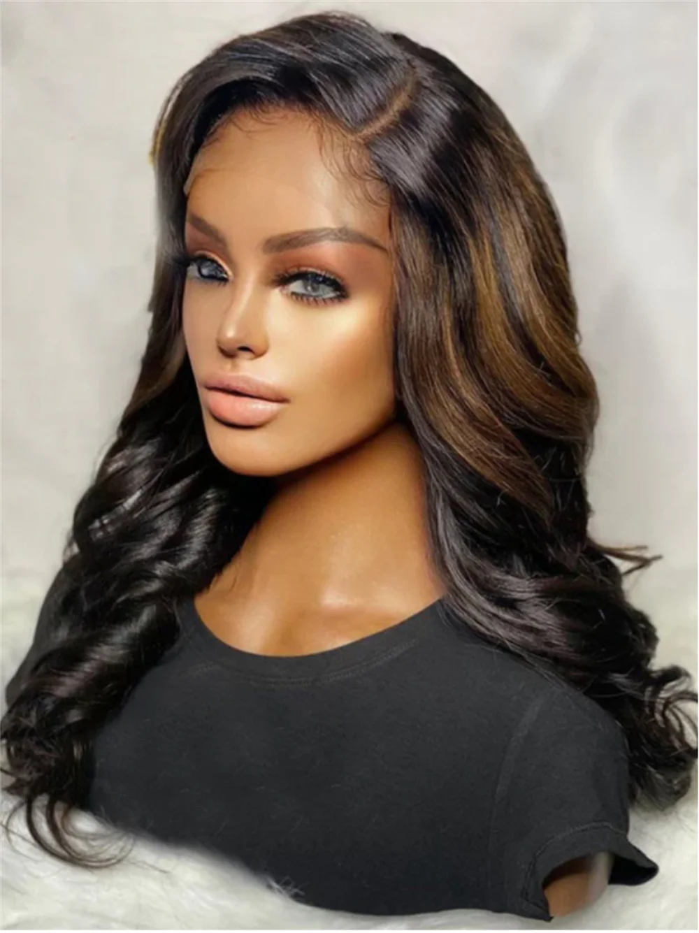 Long 28 inch Ombre Black 5x5 Silk Base Body Wave Jewish Human Hair Wig Baby Hair HD Lace European Hair Preplucked Glueless