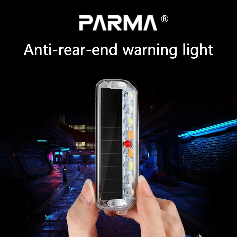 Solar-powered car anti-rear-end light, wire-free electric motorcycle truck strong light warning, brake taillight modification