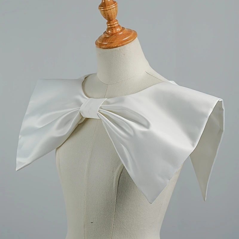 エレガントなサテンリボン取り外し可能なラペルカラートップ衣類装飾襟パーティー花嫁ショルダーラップネックスカーフファッションアクセサリー