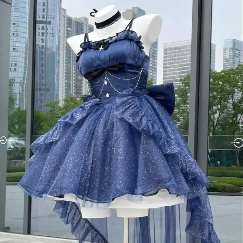 MN1 Japan Lolita Blue Princess Feeling Light Gift Princess Lolita Dress Cute Women Trail Heavy Industry Pengpeng Lady Vestid9*Jy