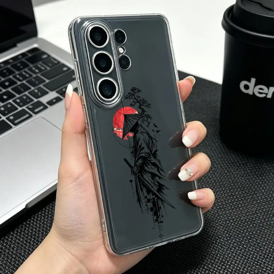Samurai With Red Sun Print Case for Samsung Galaxy S26 S25 Edge S22 FE S23 Ultra S20 Plus Note 20 Ultra 10 S24 S21 Phone Cover