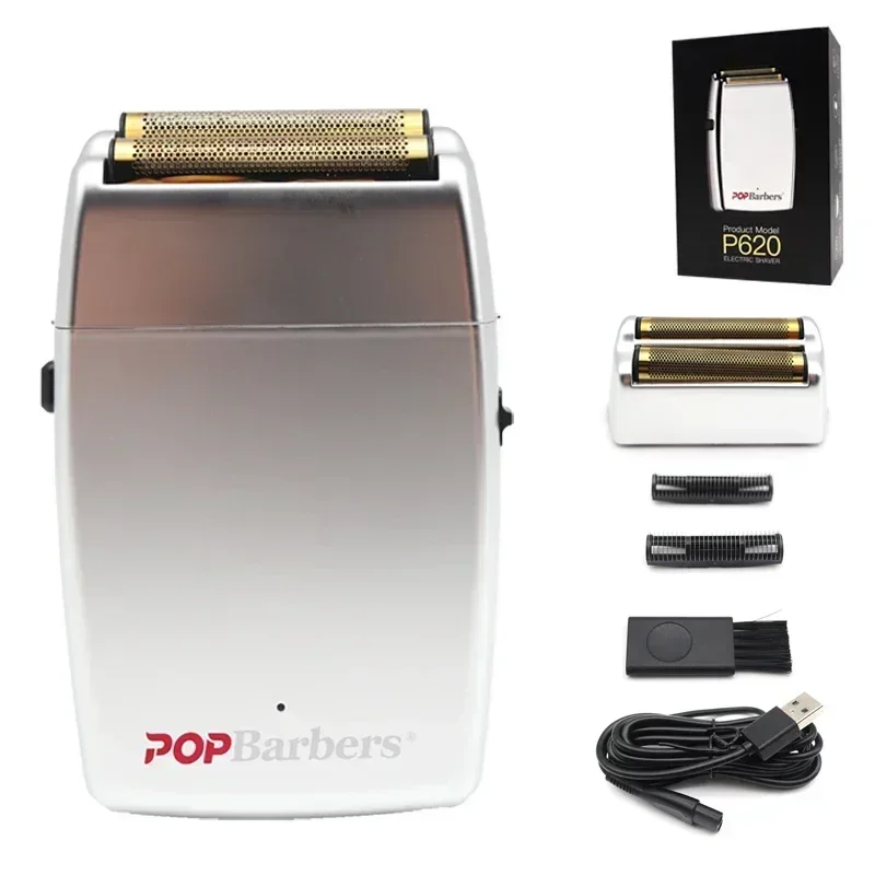 11000 RPM POP Barbers P620 Professional Electric Men's Beard Trimmer Double Foil Shaver Electric Shaver USB Hair Cutting Machine image 3