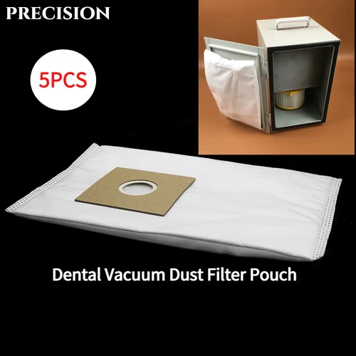 Bolsa de filtro de polvo al vacío Dental, bolsas recolectoras de materiales usados para laboratorio de dentaduras postizas, accesorios dentales, 5 uds.