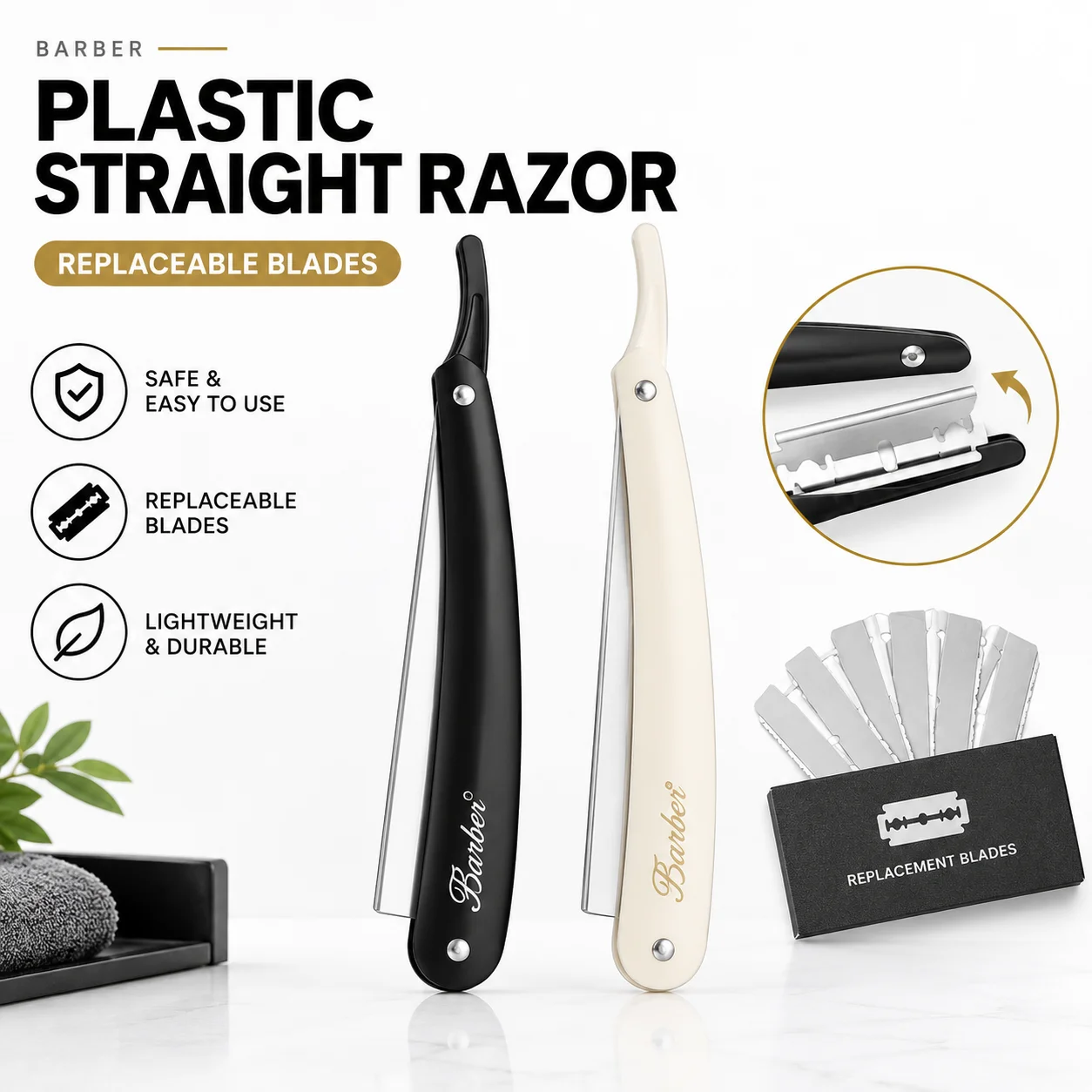 Pro Manual Shaver Straight Edge Stainless Steel Sharp Barber Razor Folding Shaving Beard Cutter Holder Barber Tools