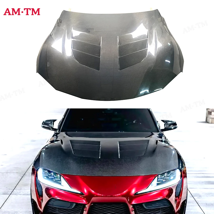 

Для Toyota Supra A90 A91 MK5 2019+ углеродное волокно, высококачественный капот двигателя автомобиля, вентиляционный передний бампер, капот двигателя, автомобильные аксессуары