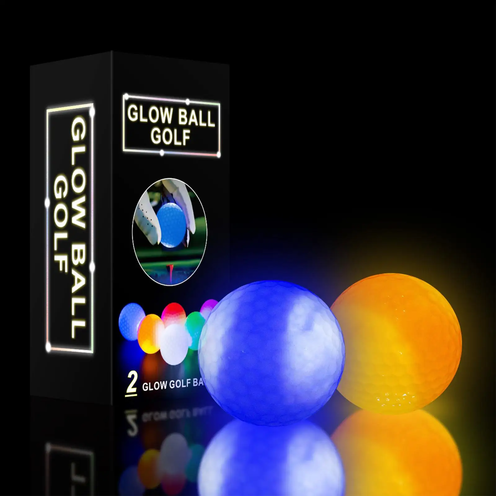 2 Pcs Flashing Luminous Golf Ball LED Night Light Training Practice