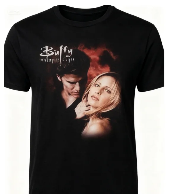 تي شيرت برسومات Buffy the Vampire Slayer لعام 2026 للنساء والرجال، تي شيرت قطني مطبوع عليه برنامج تلفزيوني قوطي، بلوزة كلاسيكية لعشاق 90s #2