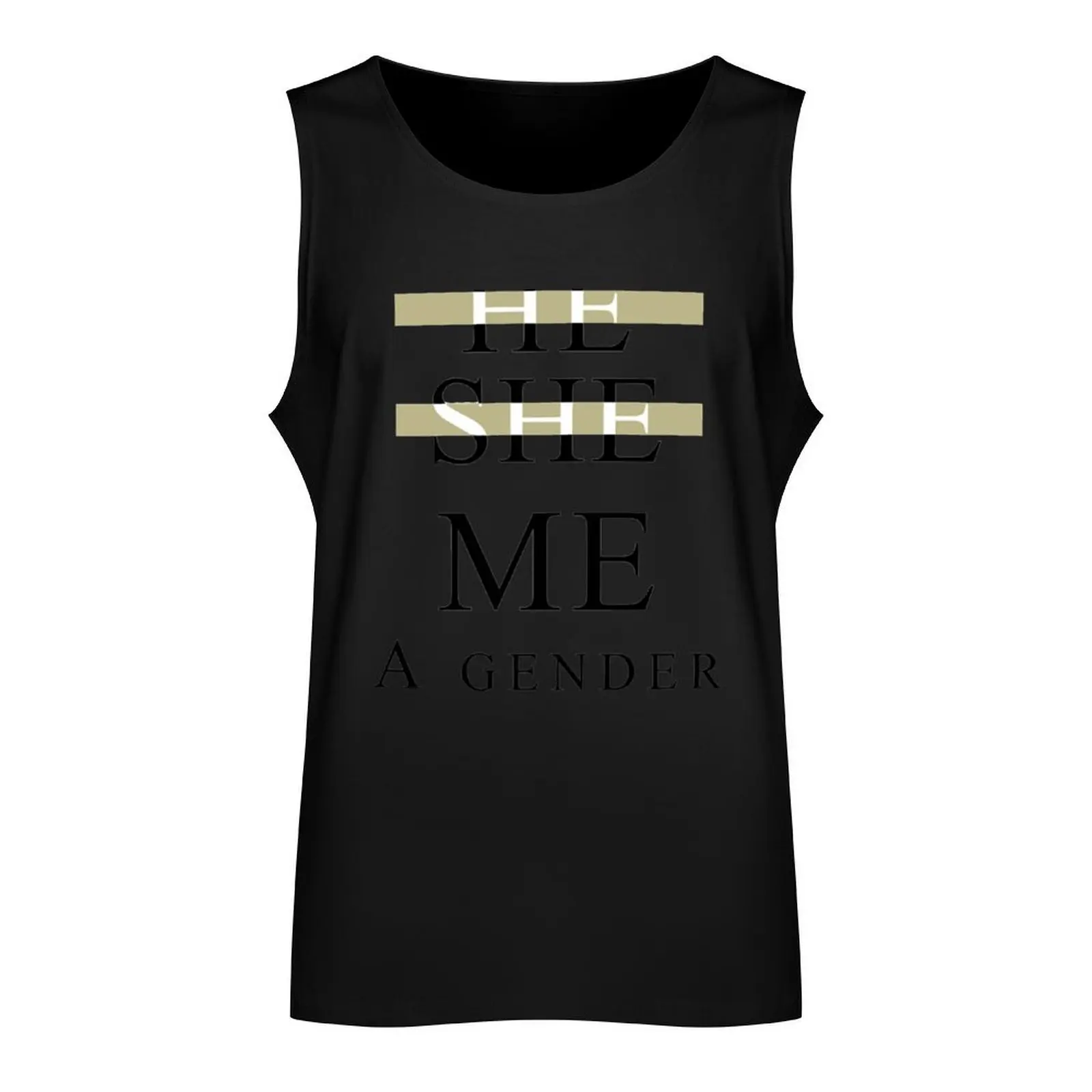 Camiseta sin mangas para hombre, ropa de anime, He She Me A Gender