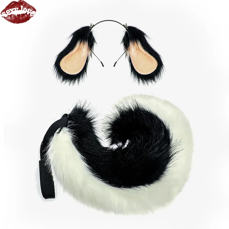 Halloween cão orelha cão cauda conjunto cauda quadrinhos cos prop pendurado orelha coelho pendurado orelha cão simulação besta orelha argola de cabelo