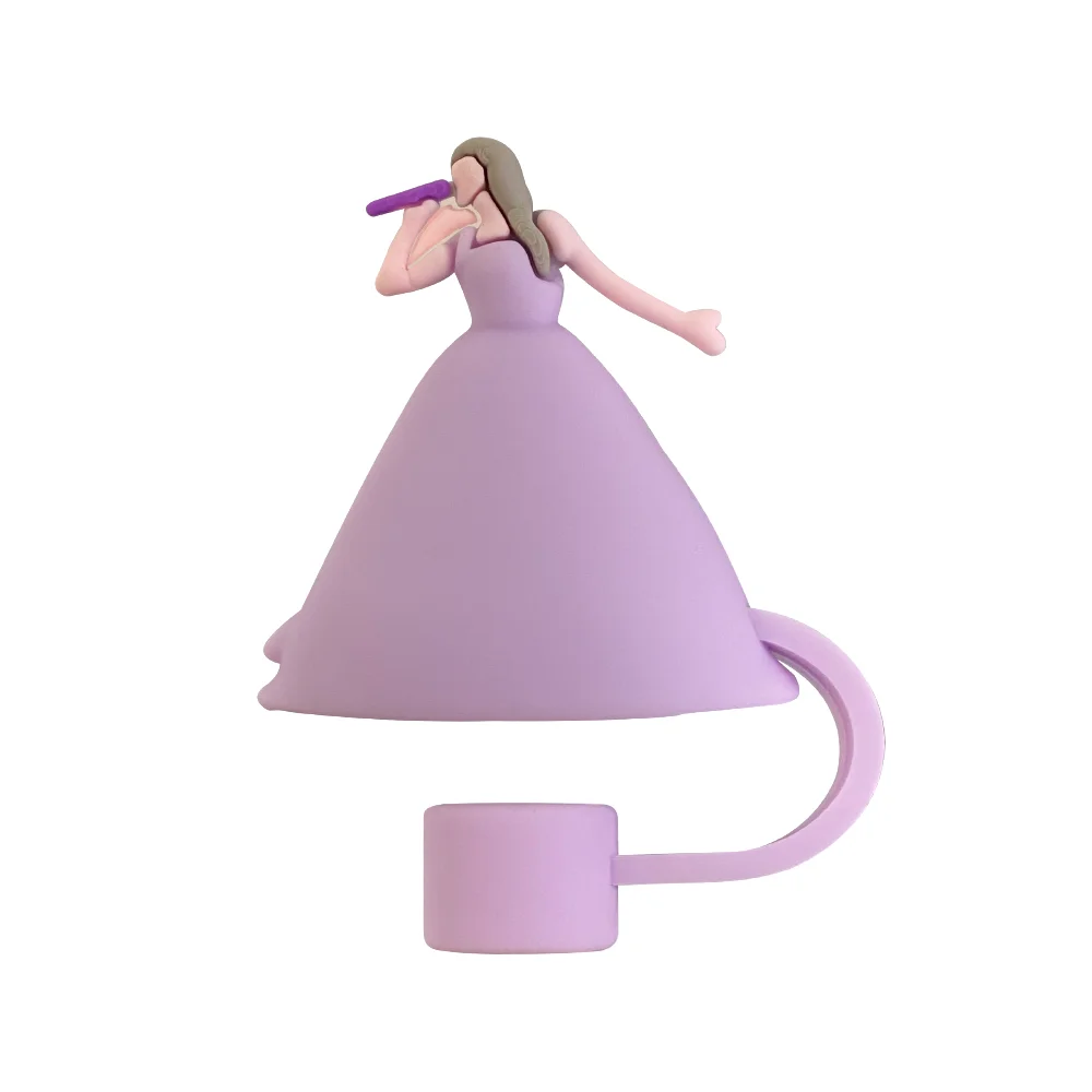 3Pcs Famous singer Straw Cover Cap Cartoon 10MM Drink Straw Plug Reusable Splash Proof Drinking Cup Straw Cap Pendant
