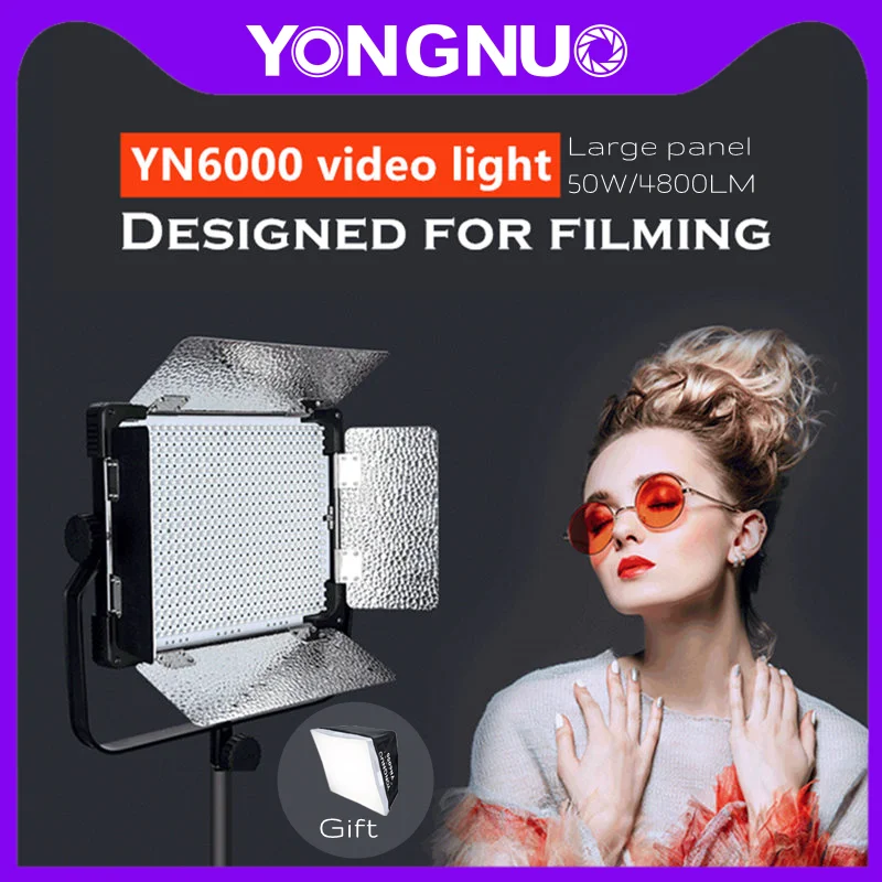 

YONGNUO Pro LED Video Light YN6000 3200-5500K 50W Photography Studio Lamp Large Light Panel With Softbox for Makeup/TikTok/Vlog