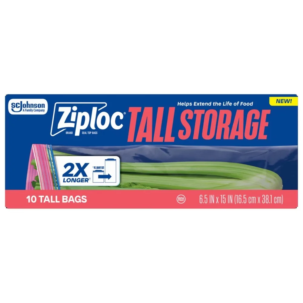 Tall Food Storage Bags - 10ct: Seal Lock, 15" Length, Multipurpose Use