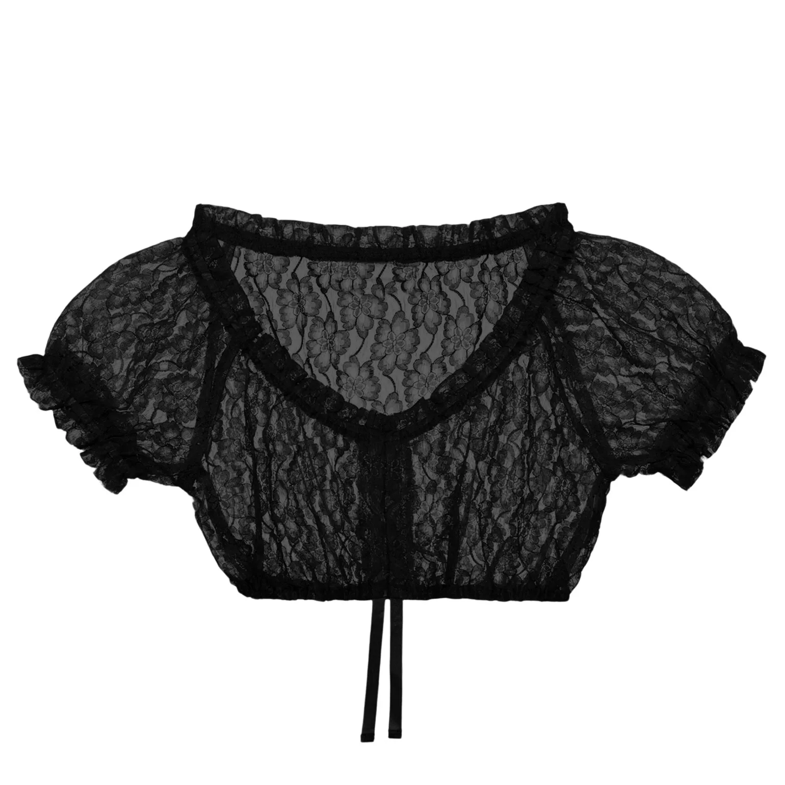 Elegant Oktoberfest Blouse Lace Floral Dirndl Wrap Crop Top Traditional Bavarian Beer Costumes Tops German Beer Festival