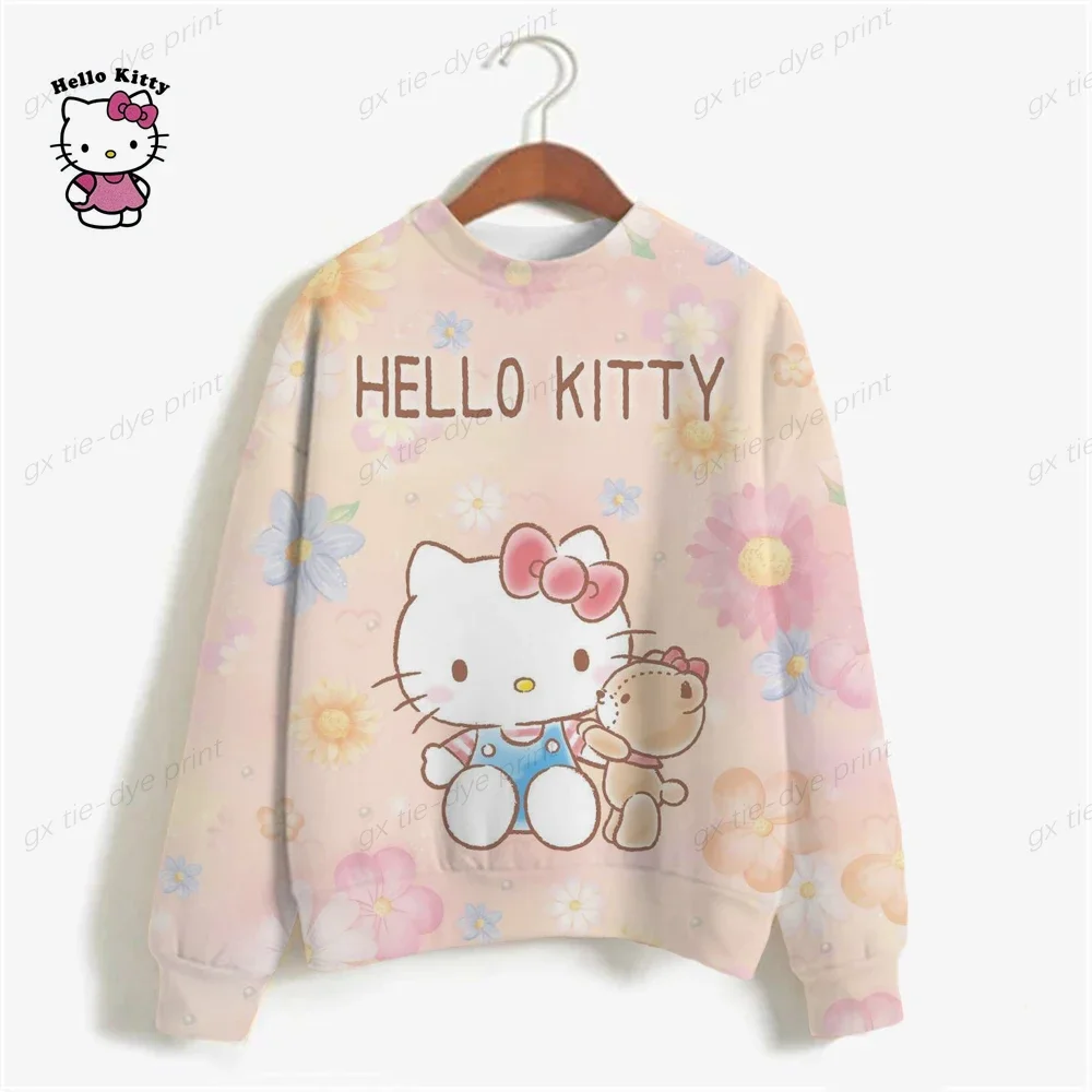 Hoodie Pullover Hooded Sweatshirts Women HELLO KITTY Print Long Sleeve Plus Size Casual Pull Hoody Autumn Clothes Sudadera y2k