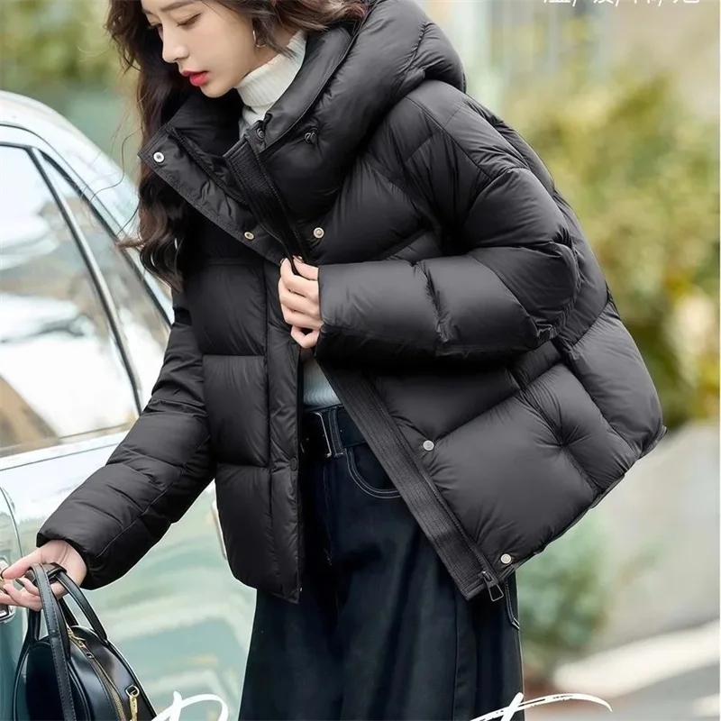 Explosions Warm Cotton Padded Coats 2025 Winter New Down Jackets Women Parkas Short Thick Fashion Outcoat Hooded Ladies Overcoat