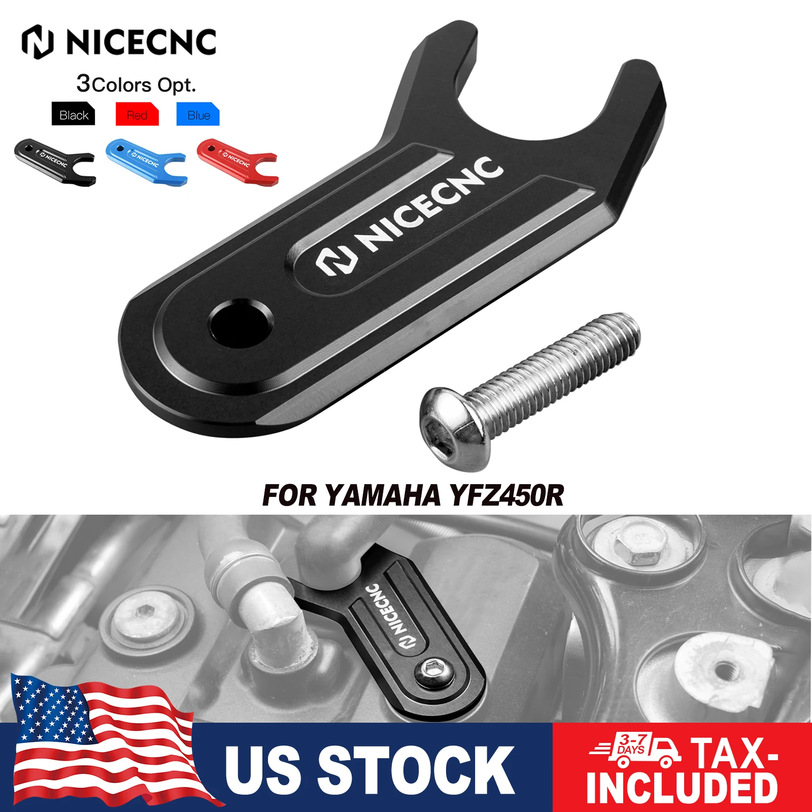 

NICECNC YFZ 450R Spark Plug Boot Hold Down For Yamaha YFZ450R 6061-T6 Billet Aluminum Alloy CNC Machined Anodizated Surface ATV