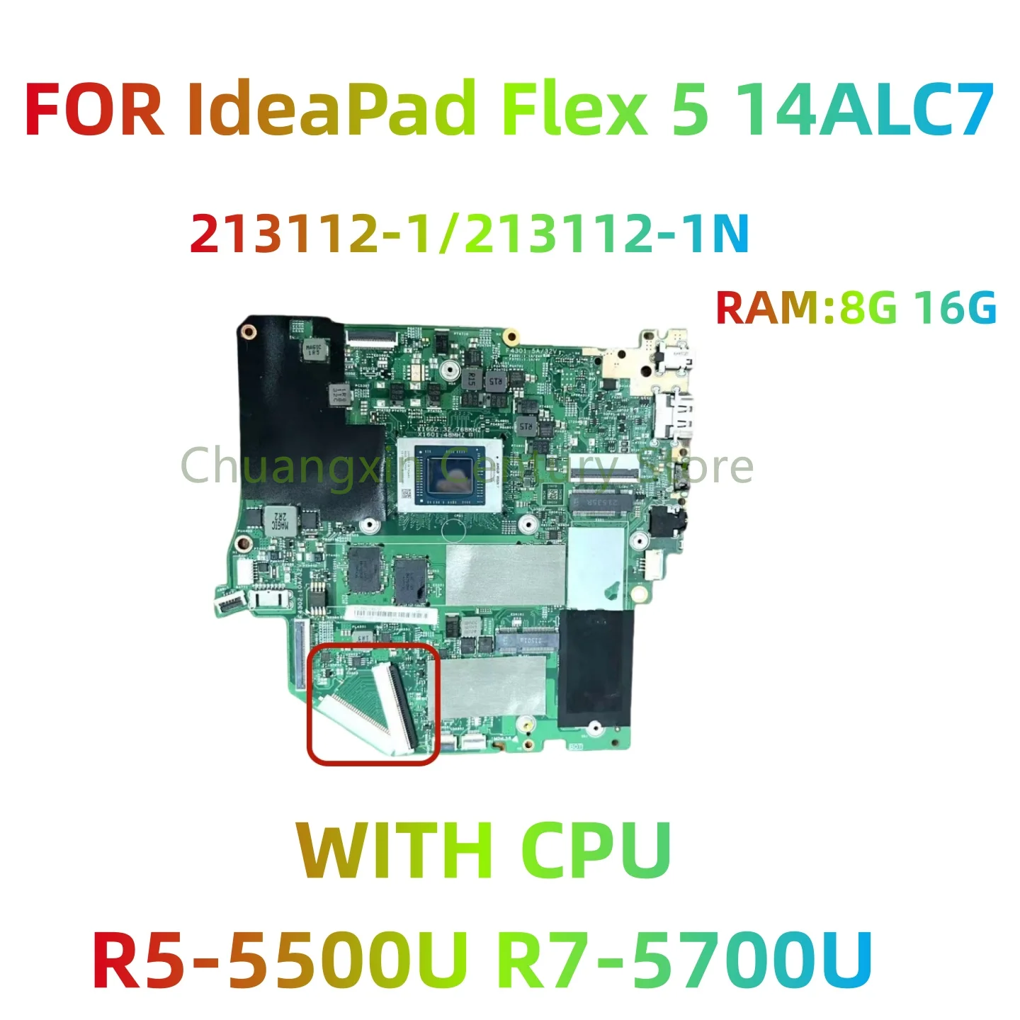 

Материнская плата 213112-1 \ 213112-1N подходит для ноутбука Lenovo IdeaPad Flex 5 14ALC7 с процессором R5 R7 RAM: 8 ГБ/16 ГБ