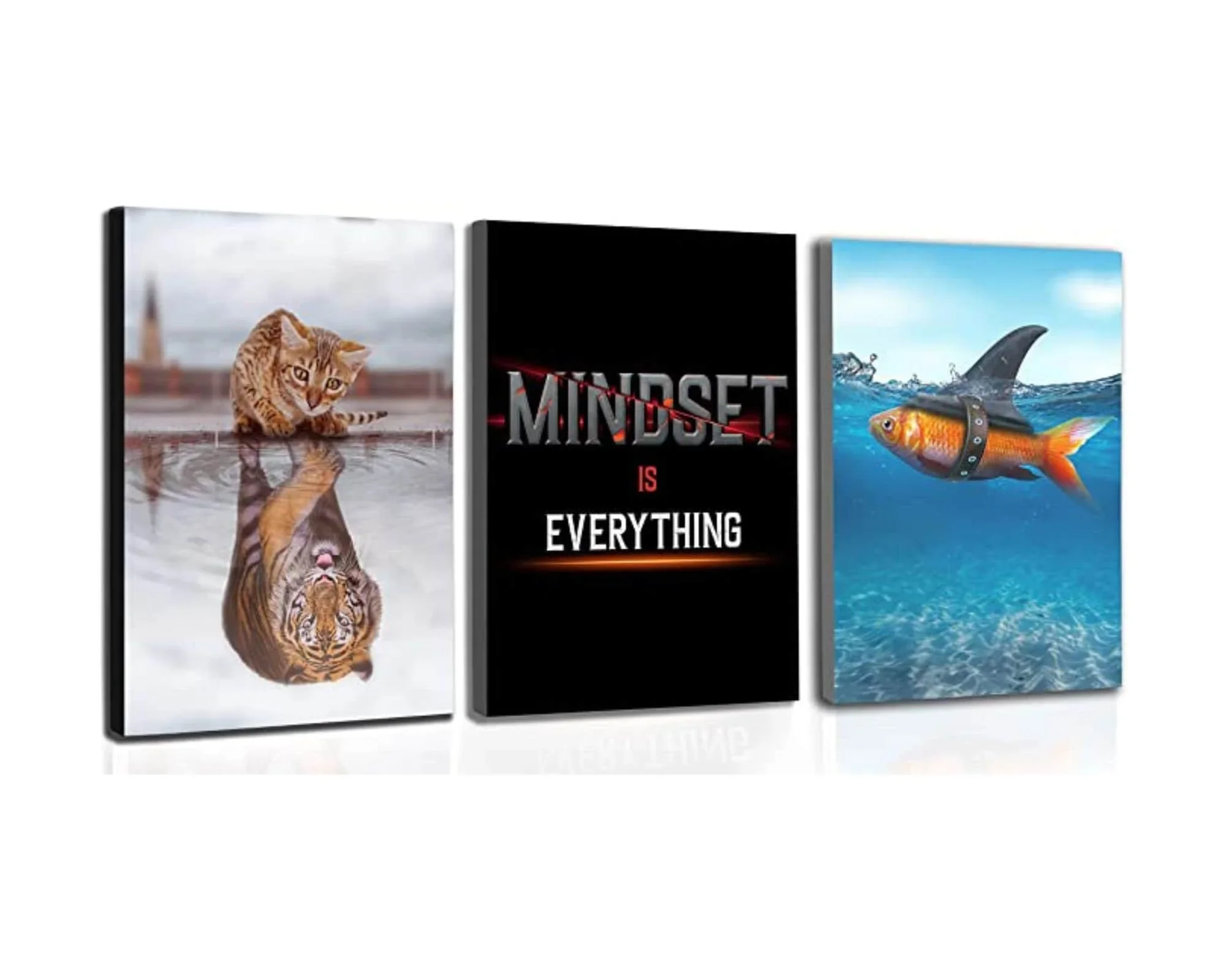MINDSET IS EVERYTHING - Motivational Office Wall Art-Inspirational Mindset Wall Art for Home Gym and Office Wall Decor Set of 3