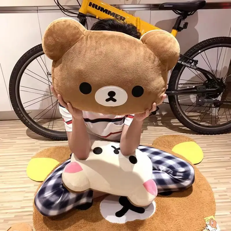 44cm Cute Rilakkuma Plush Toy Back Support Detachable Cover Bedside Large Pillow Comforter Washable Sleeping Pillow Gifts