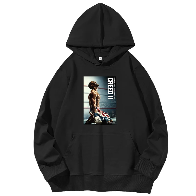 Creed Boxing Poster Retro Vintage Unisex Graphic Hooded Sweatshirts Cotton Essentials Hoodie Hooded Sweatshirts Men's Sportswear