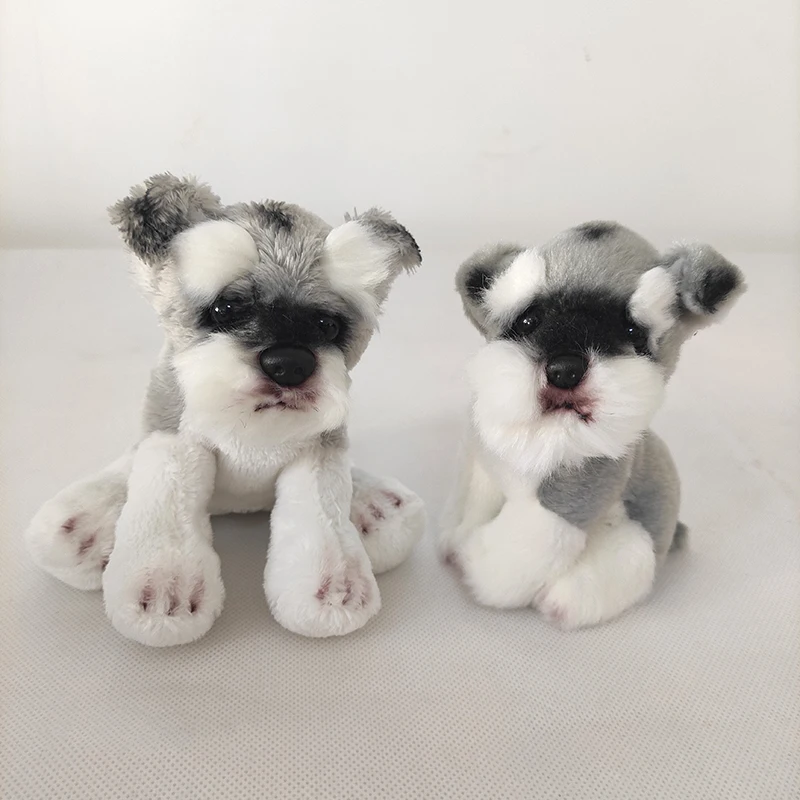 

20cm 8inch Cute Small Schnauzer Puppy Real Life Plush Toy Simulation Dog Stuffed Kids doll for Children Photo Prop Birthday Gift