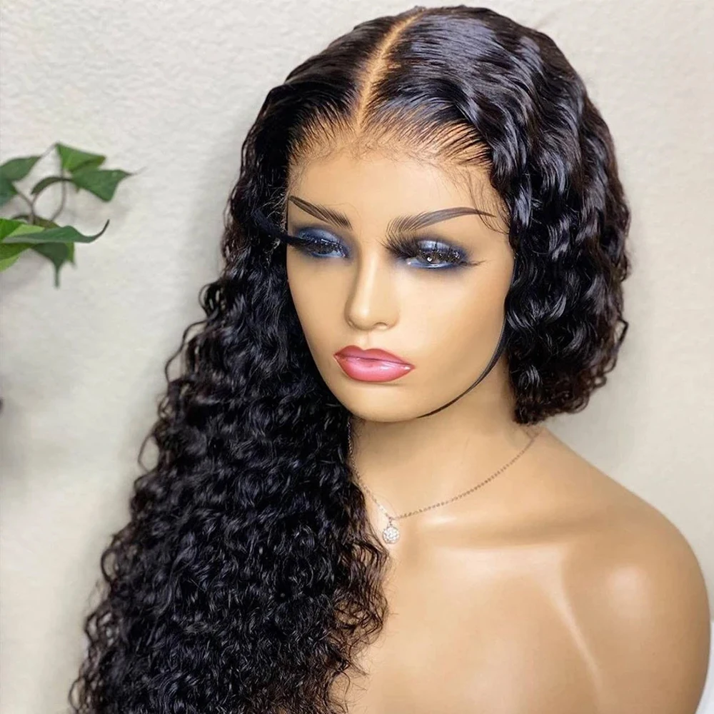 Deep Wave 13x4 Lace Wigs For Black Women Chocolate Brown Kinky Curly Lace Wig HD Transparent Curly Lace Closure Wig Glueless Wig