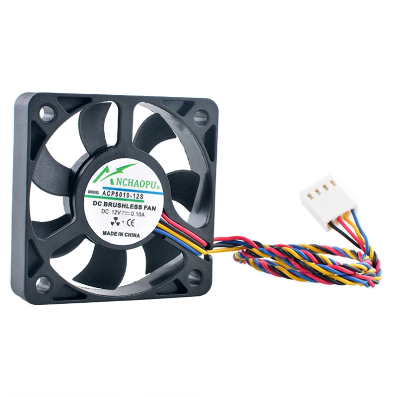 ANCHAOPU ACP5010-12S ACP5010-12PWM 5 cm 50x50x10mm 50mm ventola DC12V 0.10A 4 pin Ventola di raffreddamento silenziosa per chassis CPU