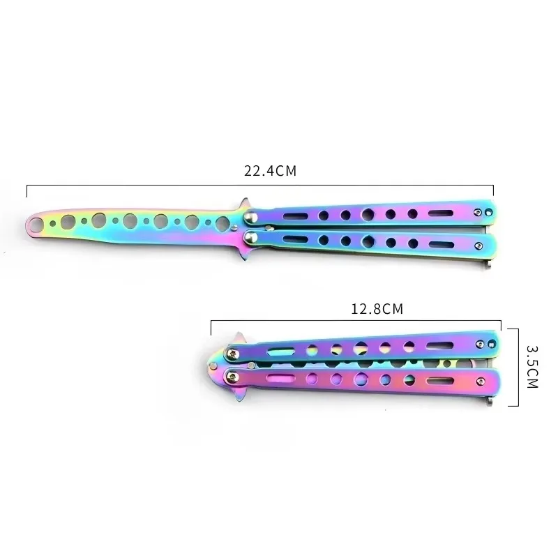 سكين تدريب قابل للطي على شكل فراشة في أداة ممارسة من التيتانيوم بدون حافة ملحقات مجموعة سكاكين التدريب الباهتة #5