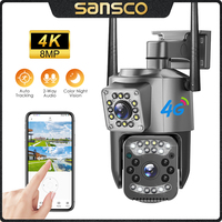 SANSCO 8MP 4K Dual Lens PTZ 4G Camera Dual Screen AI Human Tracking Outdoor 4MP WIFI Surveillance IP Camera V380 PRO