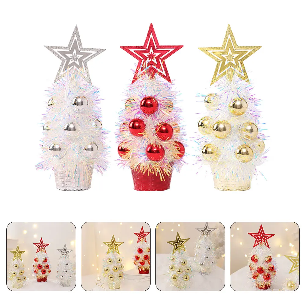 

3 Pcs Mini Christmas Tree Ornaments Small Decorations Tabletop Trees for Decorating