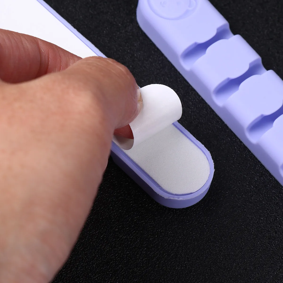 2Pcs Self-Adhesive Desk Cord Organizer Clips for Flexible Wire Management on Smooth Surfaces