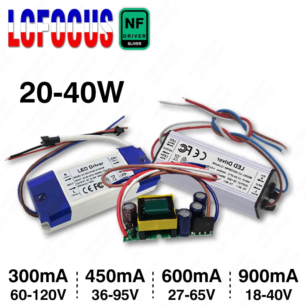 

No Flicker 300mA 450mA 600mA 900mA Constant Current LED Driver Power Supply 20W 24W 30W 36W 40W 110V 220V Lighting Transformers