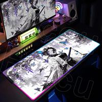 RGB Mousepad Demon Slayer Gaming Keyboard Rubber Rug LED Luminescence Desk Mat Cartoon Cute Kochou Shinobu Carpet Pc Accessories